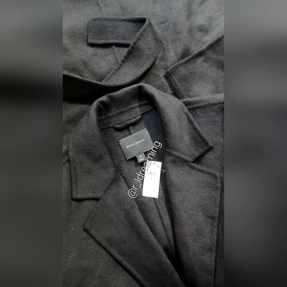 NWT Black Double Face Tie-Waist Coat Size M By Banana Republic Factory - Picture 4 of 7